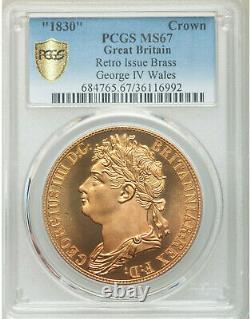 1830-Dated Great Britain George IV brass INA Retro Fantasy Wales Crown MS67