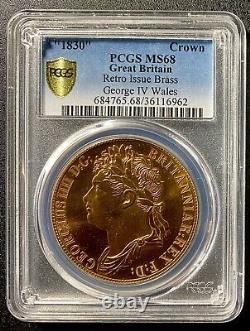 1830 Great Britain George IV Wales, Brass Crown Retro Issue, PCGS MS-68