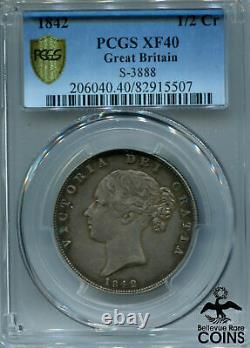 1842 Great Britain Silver 1/2 Crown PCGS XF 40 (Extra Fine) S-3888 KM #740 Coin