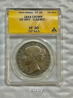 1844 Great Britain Crown ANACS VF30 Cleaned