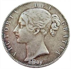 1844 Silver Great Britain Crown Queen Victoria Young Head Coin Very Fine