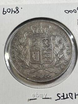 1845 Great Britain Crown Low Mintage Cleaned & Rim Damage