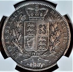 1845 Great Britain Crown Young Victoria NGC XF Details Rim Damage