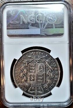 1845 Great Britain Crown Young Victoria NGC XF Details Rim Damage