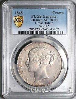 1845 PCGS AU Victoria Crown Great Britain 5 Shillings Silver Coin (22110202C)