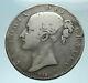 1845 Uk Great Britain United Kingdom Queen Victoria Crown Silver Coin I79112