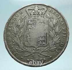 1845 UK Great Britain United Kingdom QUEEN VICTORIA Crown Silver Coin i79112