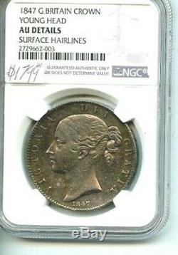 1847 Great Britain NGC AU Details / Young Head Crown Very Nice Coin