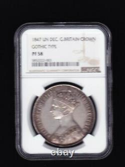 1847 NGC PF 58 UN DEC Great Britain Crown Gothic Type Silver Coin