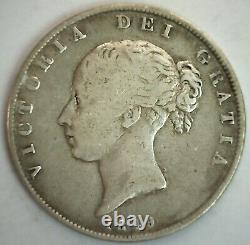 1849 Great Britain Silver 1/2 Crown UK Coin Small Date Lightly Cleaned Victoria