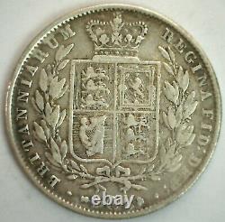 1849 Great Britain Silver 1/2 Crown UK Coin Small Date Lightly Cleaned Victoria