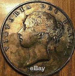 1850 GREAT BRITAIN VICTORIA SILVER HALF CROWN COIN Cleaned and with spots