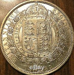 1887 GREAT BRITAIN SILVER VICTORIA HALF CROWN Choice UNC w Strong Luster