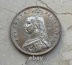 1887 Great Britain 1/2 Half Crown UNC Old Cleaning bg
