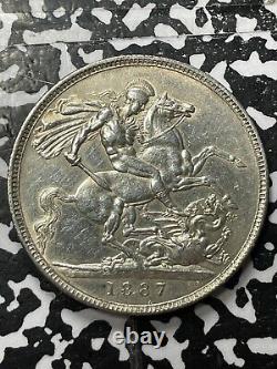 1887 Great Britain 1 Crown Lot#JM5177 Large Silver! Beautiful Det. Old Cleaning