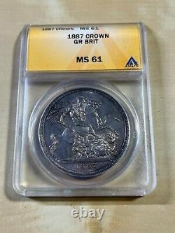 1887 Great Britain Crown Graded MS61 by ANACS! Low Mintage