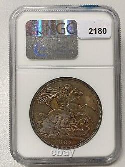 1887 Great Britain England Victoria Jubilee Crown 5 Shillings NGC MS 64 UNC nFDC