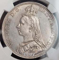 1887, Great Britain, Queen Victoria. Large Silver Jubilee Bust Crown. NGC UNC+
