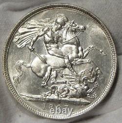 1887 Great Britain Silver Crown Uncirculated Details CLEANED #061687