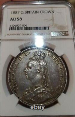 1887 Great Britain Victoria Silver Crown NGC AU58. Undergraded