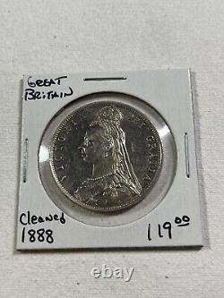 1888 Great Britain 1/2 Crown Silver Coin Cleaned