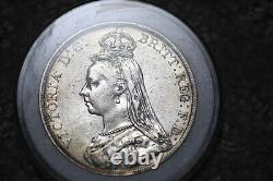 1889 GREAT BRITAIN Queen Victoria Jubilee Head Crown Silver Coin AU #1