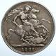 1889 Great Britain Queen Victoria Saint George Horse Silver Crown Coin I111181