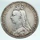 1889 Great Britain Uk Queen Victoria Saint George Horse Silver Crown Coin I90909