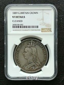 1889 Great Britain Crown NGC VF Details, Cleaned