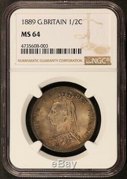 1889 Great Britain Half 1/2 Crown Silver Coin NGC MS 64 KM# 764