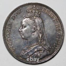 1889 Great Britain One Crown. 925 Sterling Silver UK United Kingdom Victoria