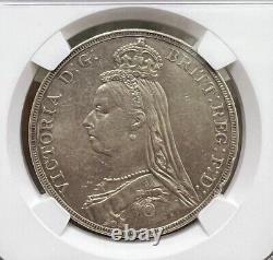 1889 Great Britain Queen Victoria QV Silver Crown 5 Shilling NGC AU 53 AUNC
