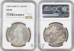1889, Great Britain, Queen Victoria. Silver Jubilee Bust Crown. NGC MS-60