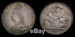 1889 Great Britain Silver Crown Rare This Nice S-3921 AU+ 6291