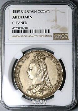 1889 NGC AU Det Victoria Crown Great Britain Dragon Slayer Silver Coin 22070302C