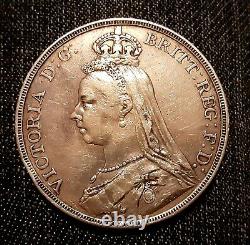 1890 England Great Britain sterling silver XF Crown maybe lightly cleaned