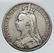 1890 Great Britain Uk Queen Victoria Saint George Horse Silver Crown Coin I91668