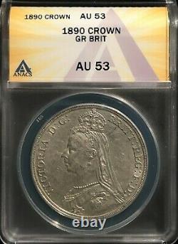 1890 Great Britain Crown == ANACS AU-53 ==Cat. $210-$485==White==FREE SHIPPING