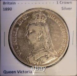 1890 Great Britain Jubilee Crown XF Silver Coin