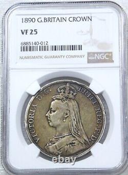 1890 Great Britain Silver Crown Victoria NGC VF25 Original coin Just Graded #J5
