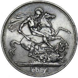 1891 Crown Victoria British Silver Coin Very Nice
