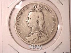 1892 Great Britain Crown 925% KM#765 Better Date Queen Victoria #7 VF+++