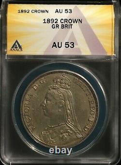 1892 Great Britain Crown == ANACS AU-53==Cat. $335-$700==Scarce==FREE SHIPPING