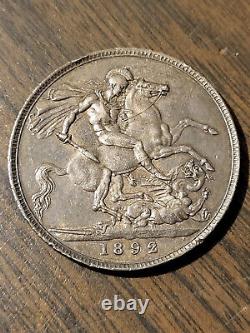 1892 Great Britain Silver Crown Extra Fine Queen Victoria and Saint George