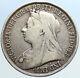 1893 Great Britain Uk Queen Victoria Saint George Horse Silver Crown Coin I96884