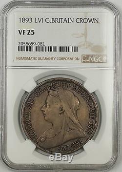 1893 LVI Great Britain Silver Crown Coin NGC VF-25