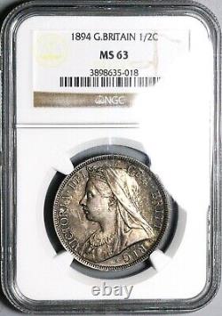 1894 NGC MS 63 Victoria 1/2 Crown Great Britain Sterling Silver Coin (23080601C)