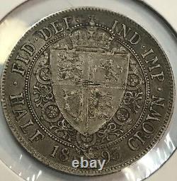 1895 1/2 crown Great Britain silver coin