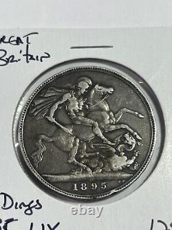 1895 LIX Great Britain Crown Low Mintage Rim Dings