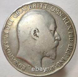 1902 Crown England Five Shilling Edward VII British Thaler Sized Silver Coin
